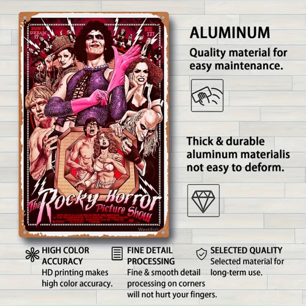 Metal Sign; Aluminum;”The Rocky Horror Picture Show”; Illustrated;Approx. 8”x12” - Picture 2 of 2